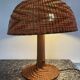 XXL mushroom lamp in woven rattan from the 70s