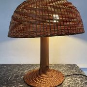 Lampe champignon XXL en rotin tressé années 70