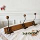 Vintage wood and metal coat hook 3 hooks