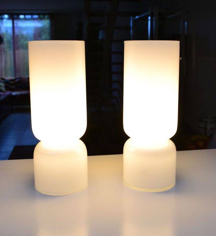 Pair of vintage opaline lamps