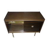 Meuble bar tv roulettes plaquage bois annees 1970