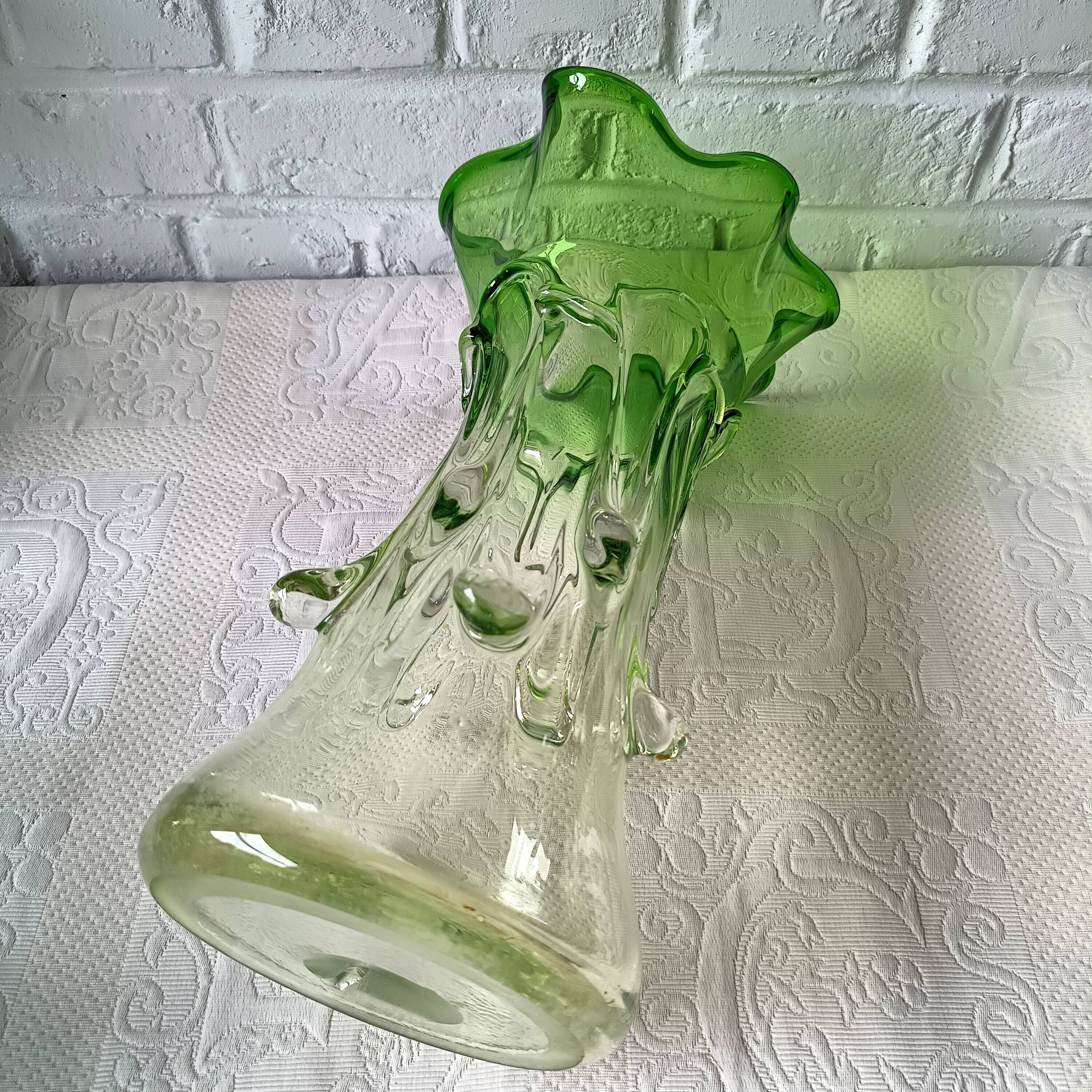 Grand vase verre vert vintage