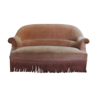 Pink velvet sofa