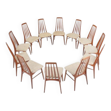 Vintage Eva dining chairs by Niels Koefoed for Koefoeds Hornslet, 1960s, set of 12