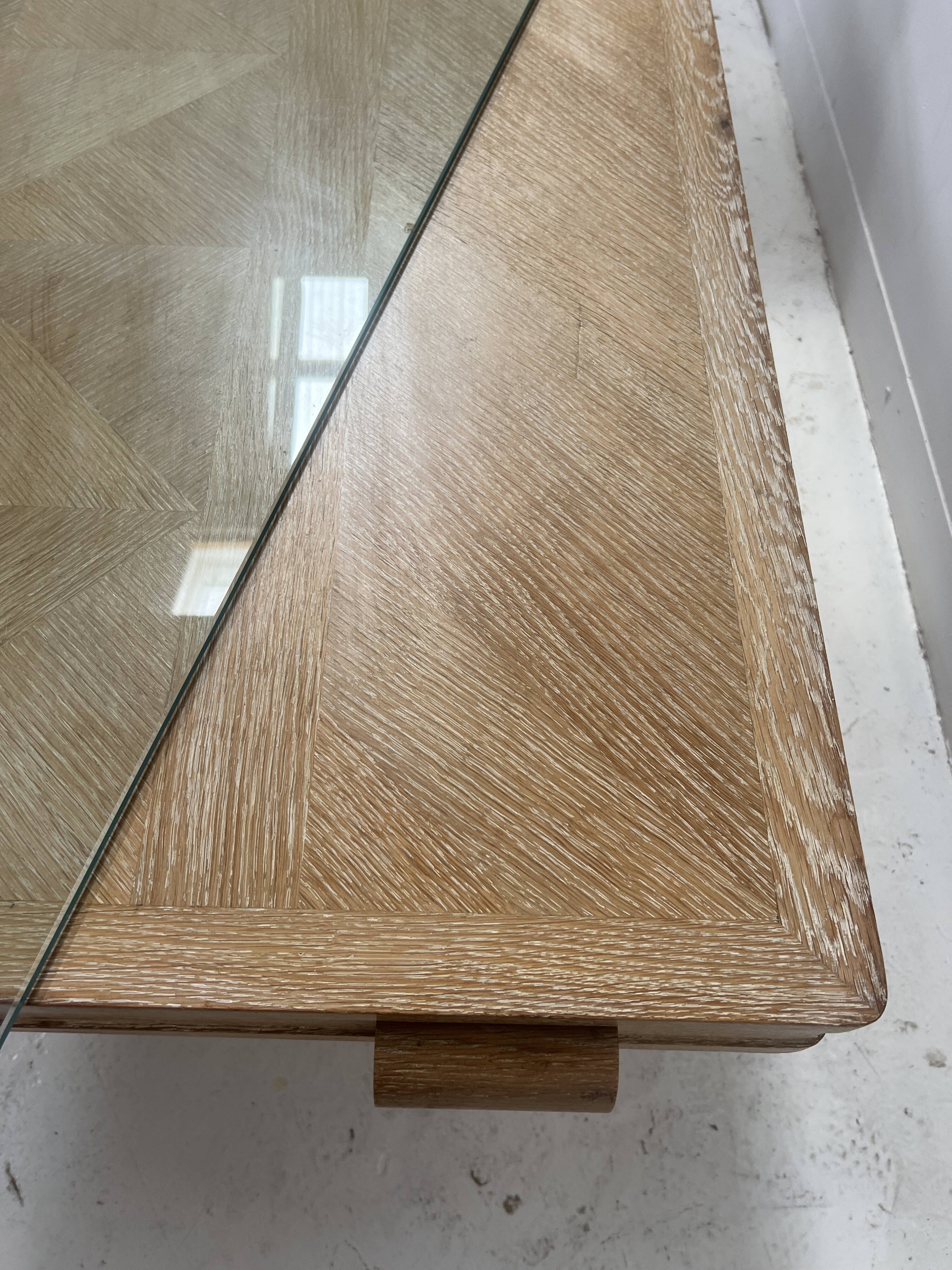 Table bureau Art Déco en chêne cérusé du XX siècle