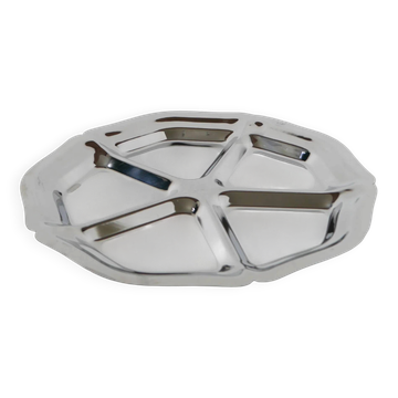 Plat à compartiments en inox, forme fleurs, 1970 - 33 cm