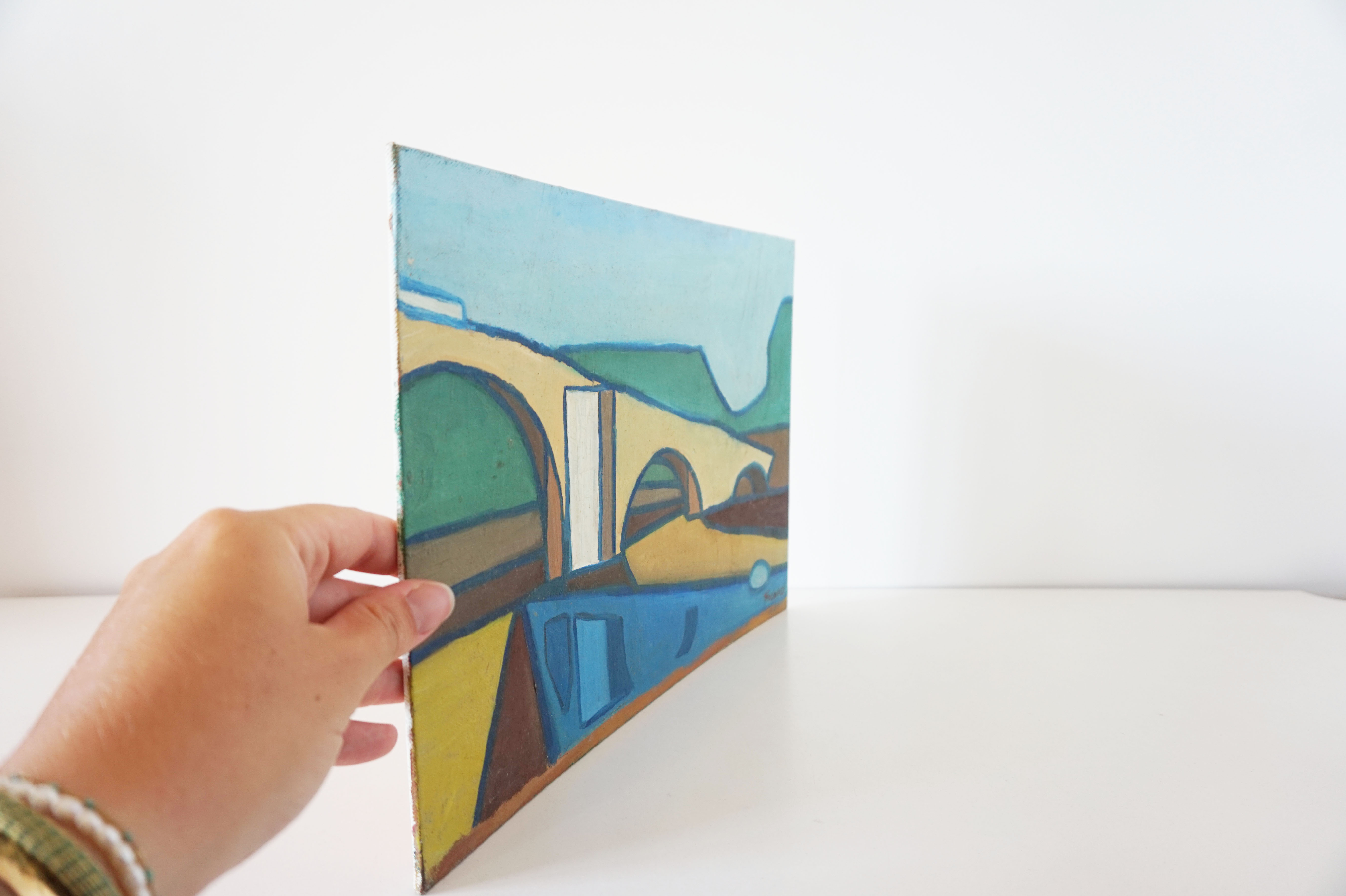 Oil painting painting "Pont roman de mane"