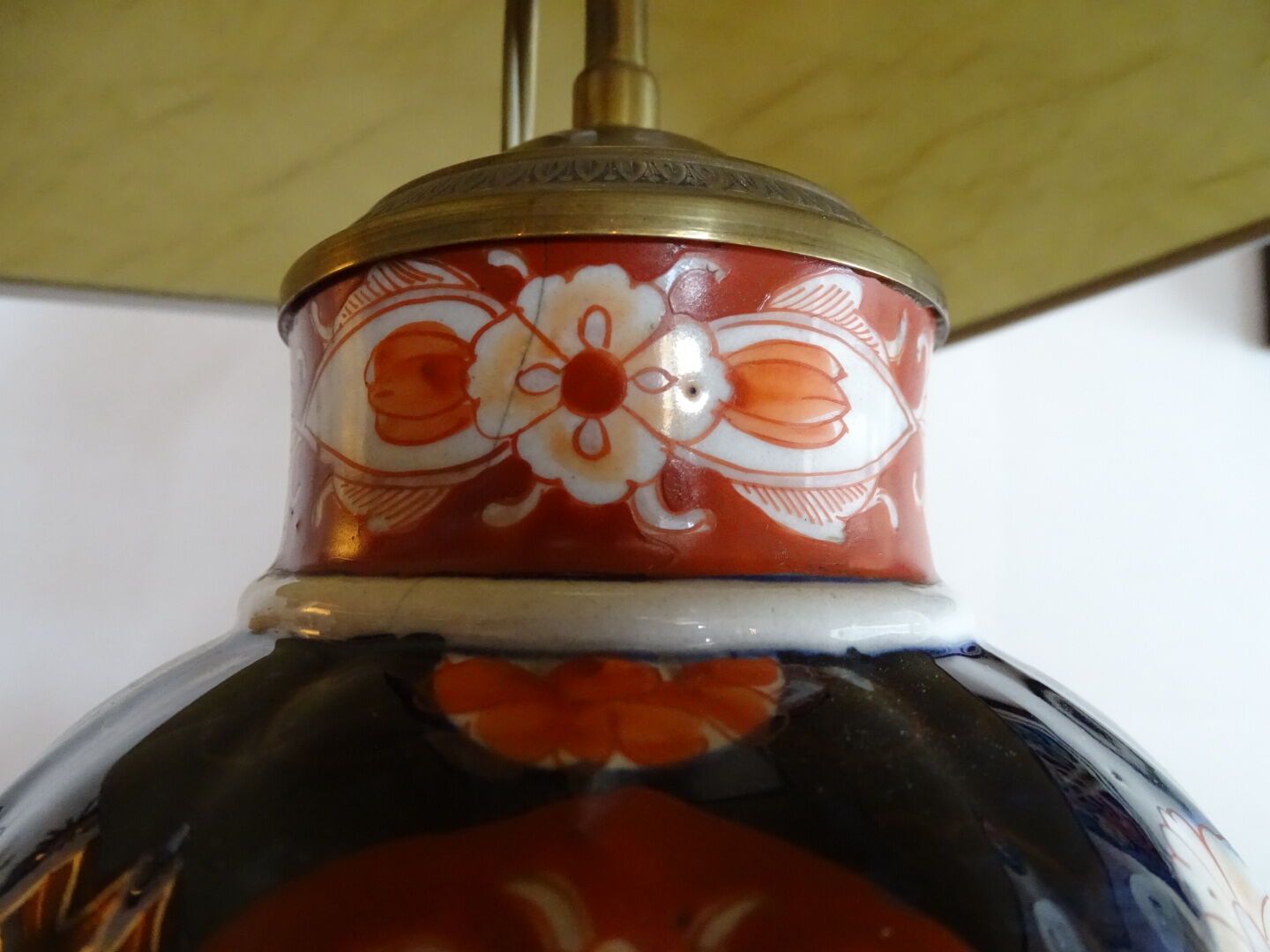 Faience lamp Imari XIXth foot bronze frame