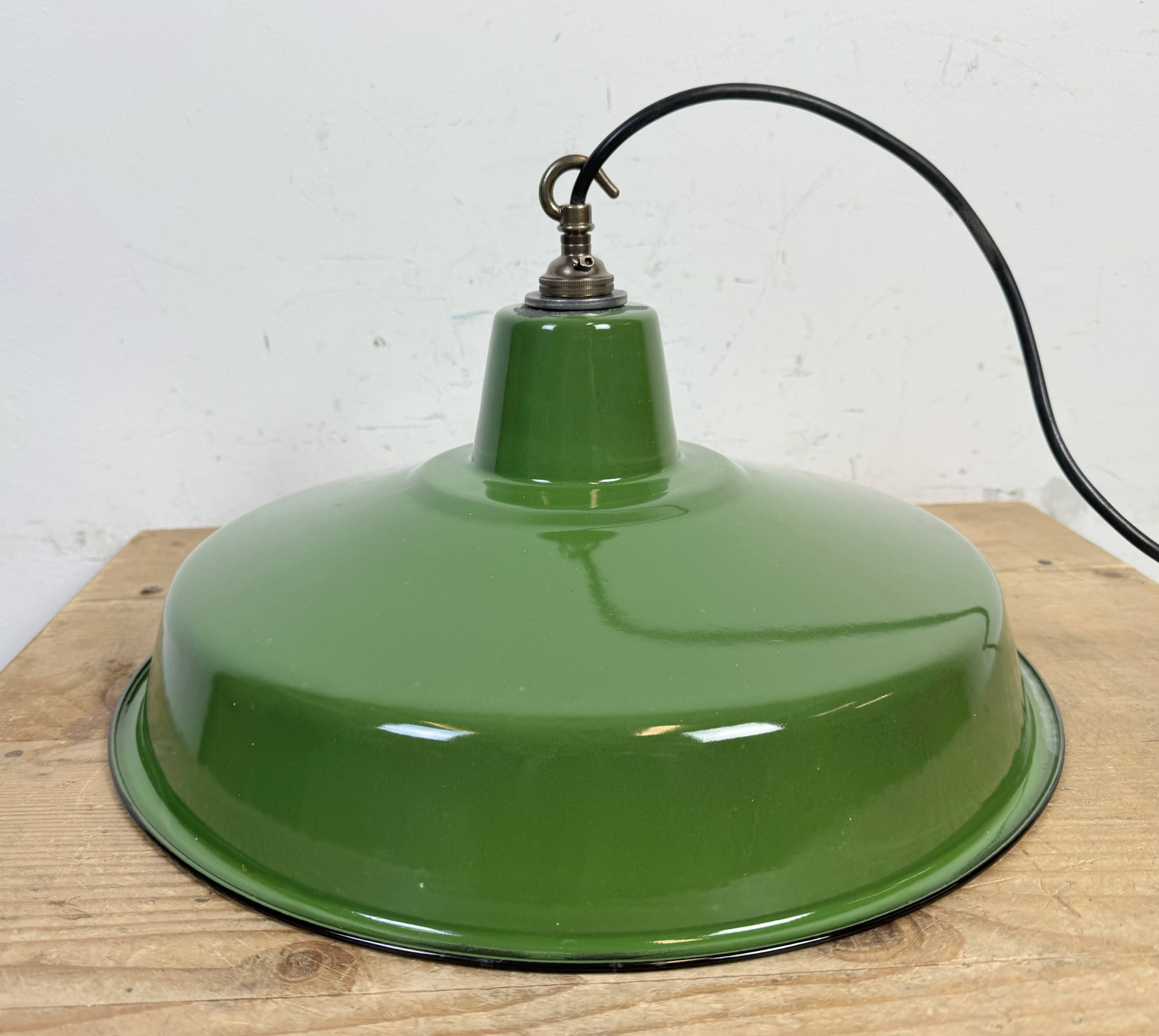 Industrial Green Enamel Factory Pendant Lamp, 1960s