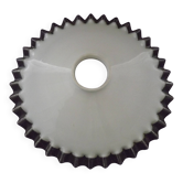 French Frilled Glass Pendant Shade White Opaline Glass Clear Scalloped Edge