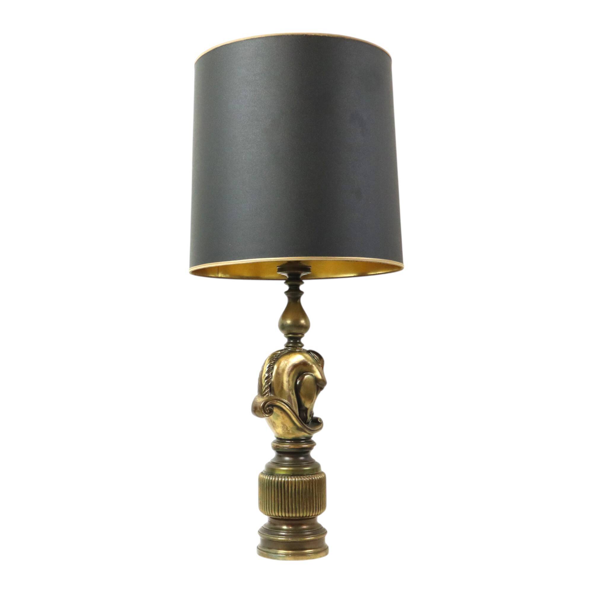 Lusterie Deknudt Vintage Horse Head Table Lamp XL Brass