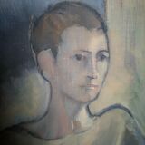 Oil on canvas embedded - female portrait - 65x46cm