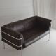 Scandinavian sofa - 2-seater leather and chrome - beke - vintage