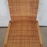 5 wooden and rattan chairs