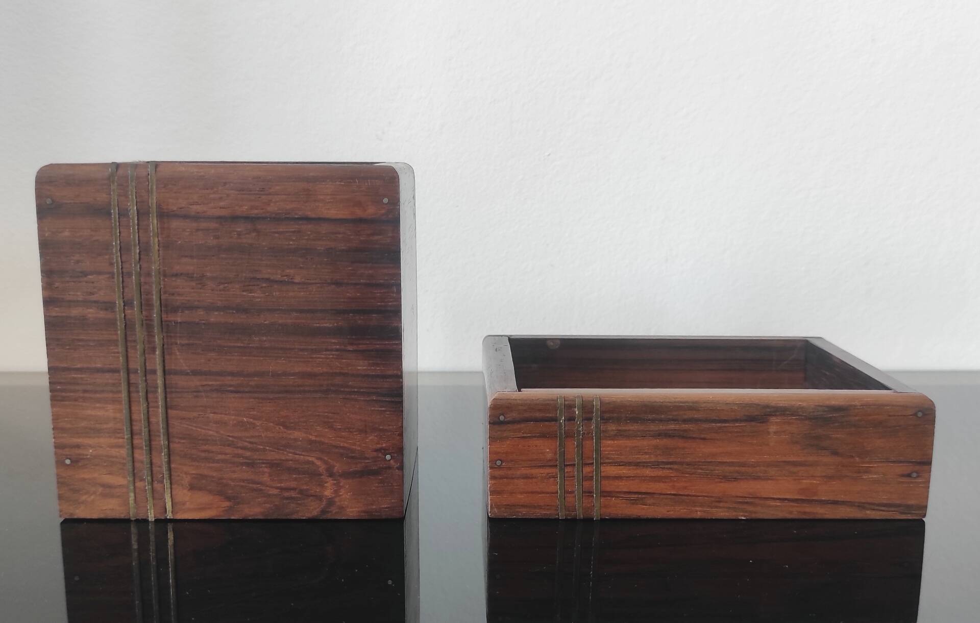 Vintage pocket trays in rosewood and brass – style A