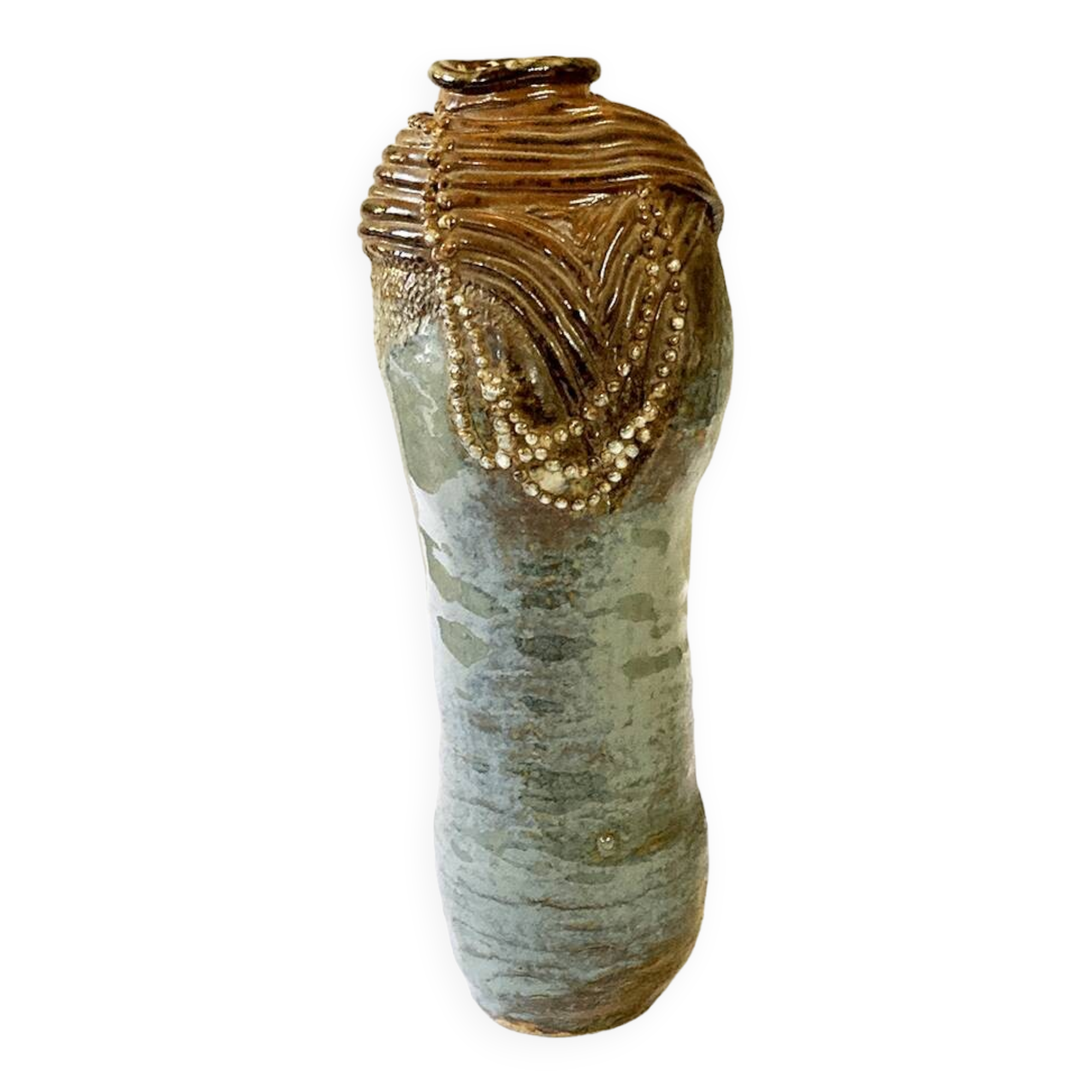 Vase en grès vernissé et monogrammé