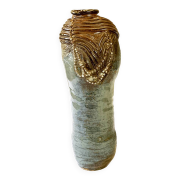 Glazed and monogrammed stoneware vase