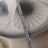 Plates, oyster dish, gray and white, Moulin des Loups ceramic