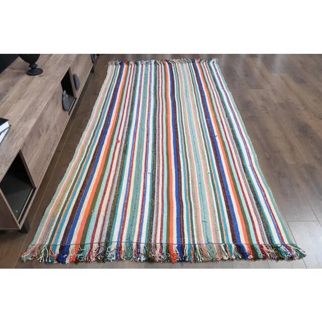 1970s Vintage Turkish Oushak Handmade Wool & Cotton White Rug 146x261