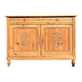 Art deco light raw wood sideboard