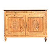Art deco light raw wood sideboard