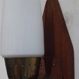 Danish teak and opaline wall lamp
