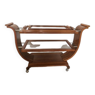 Art deco rolling trolley Lyre marquetry 1930