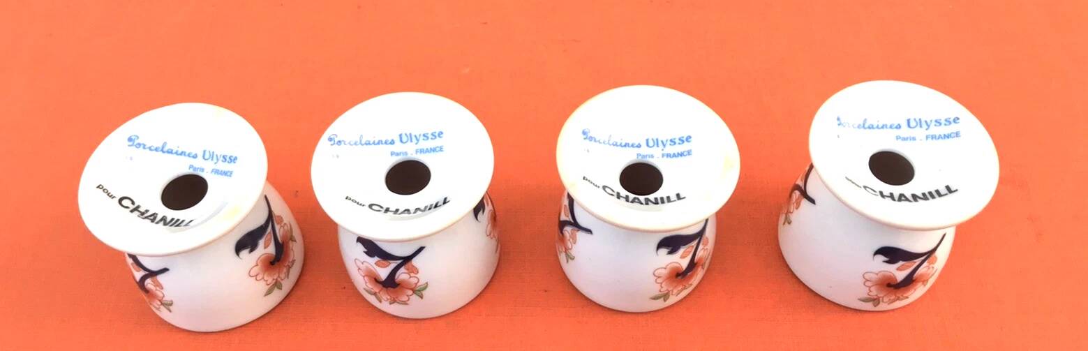 Ulysse Paris porcelain egg cup for Chanill with floral decoration.