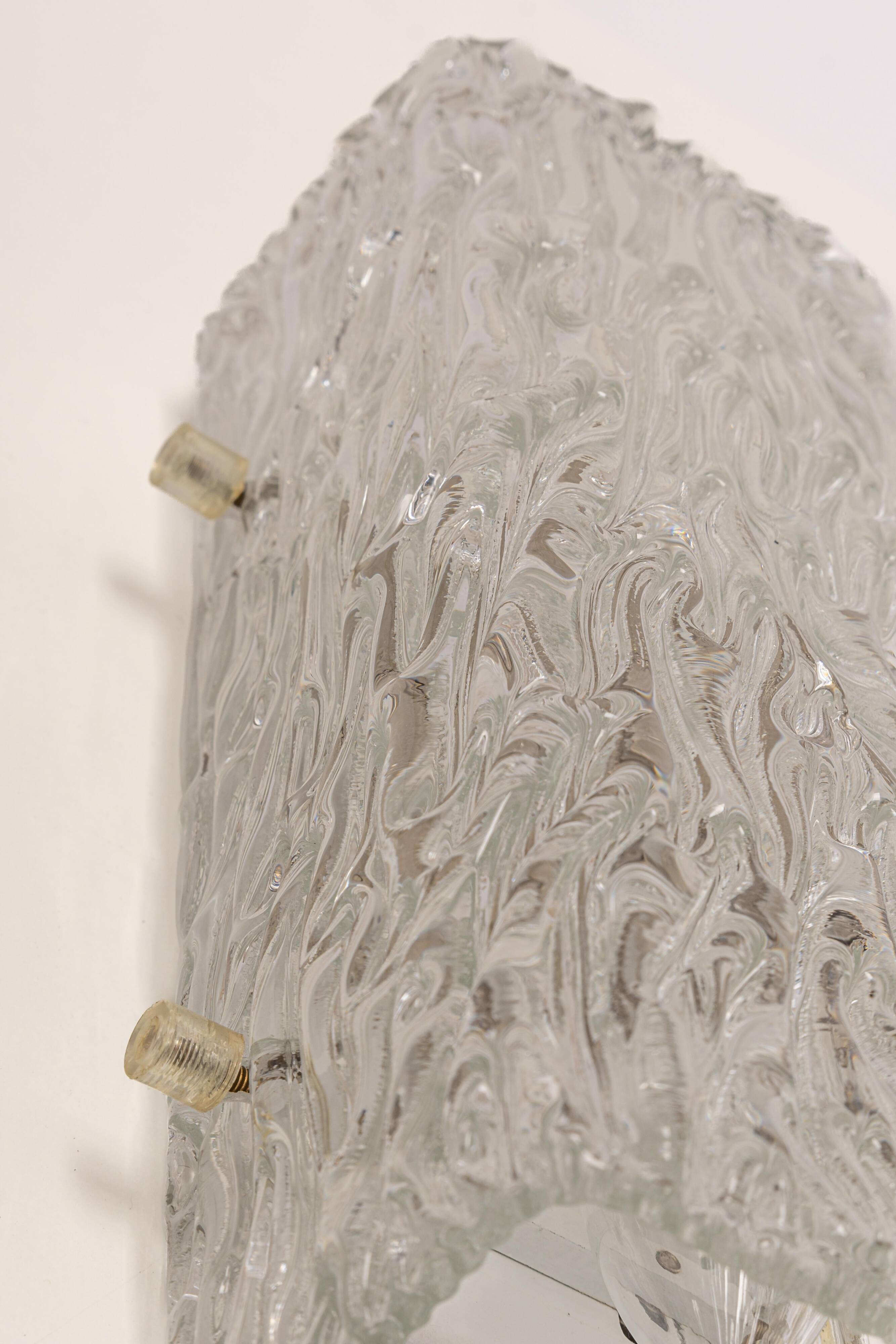 Pairs of Kalmar glass wall lights, Austria, 1960s.