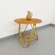 Round coffee table with 60's vintage rattan magazine tray
