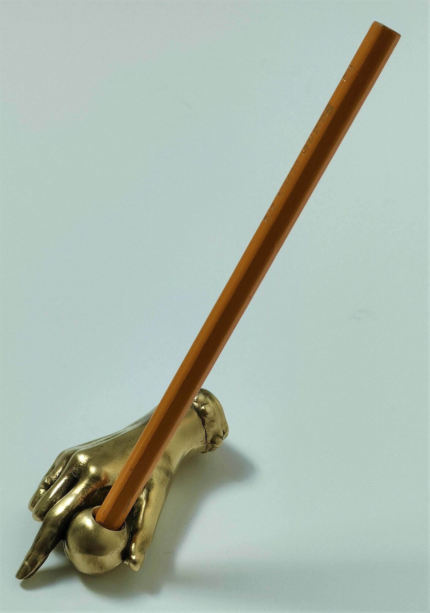 hand bronze art paperweight pen holder early XXth