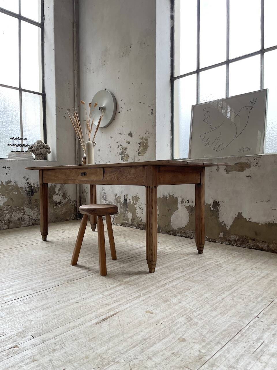 1950s oak butcher's farm table