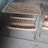vintage RATTAN metal nightstand