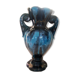 vase vallauris height 32 cm color midnight blue with reflection