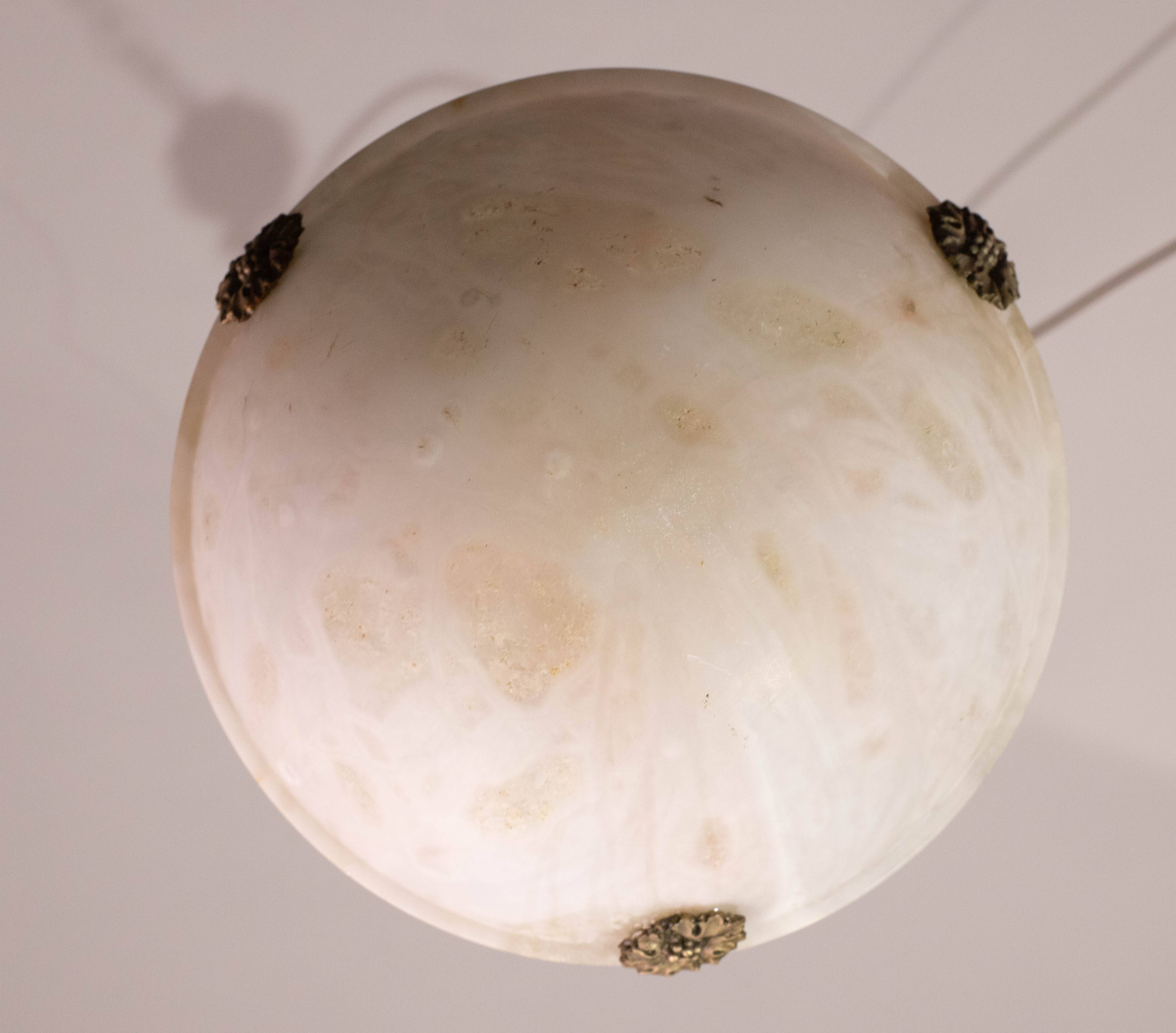 Liberty white alabaster chandelier, 1940s