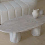 Calypso oval coffee table - natural travertine