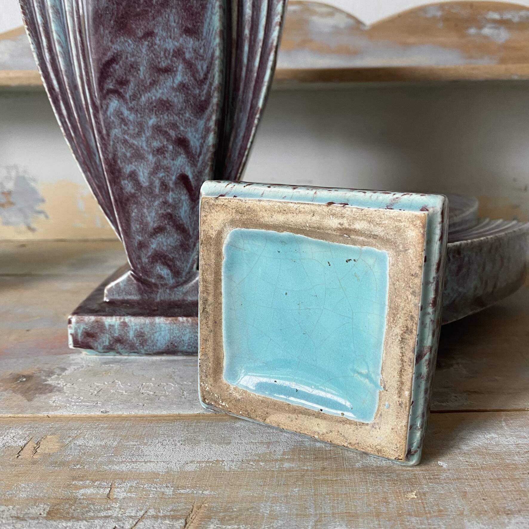 Pair of Art Deco vases in glazed ceramic