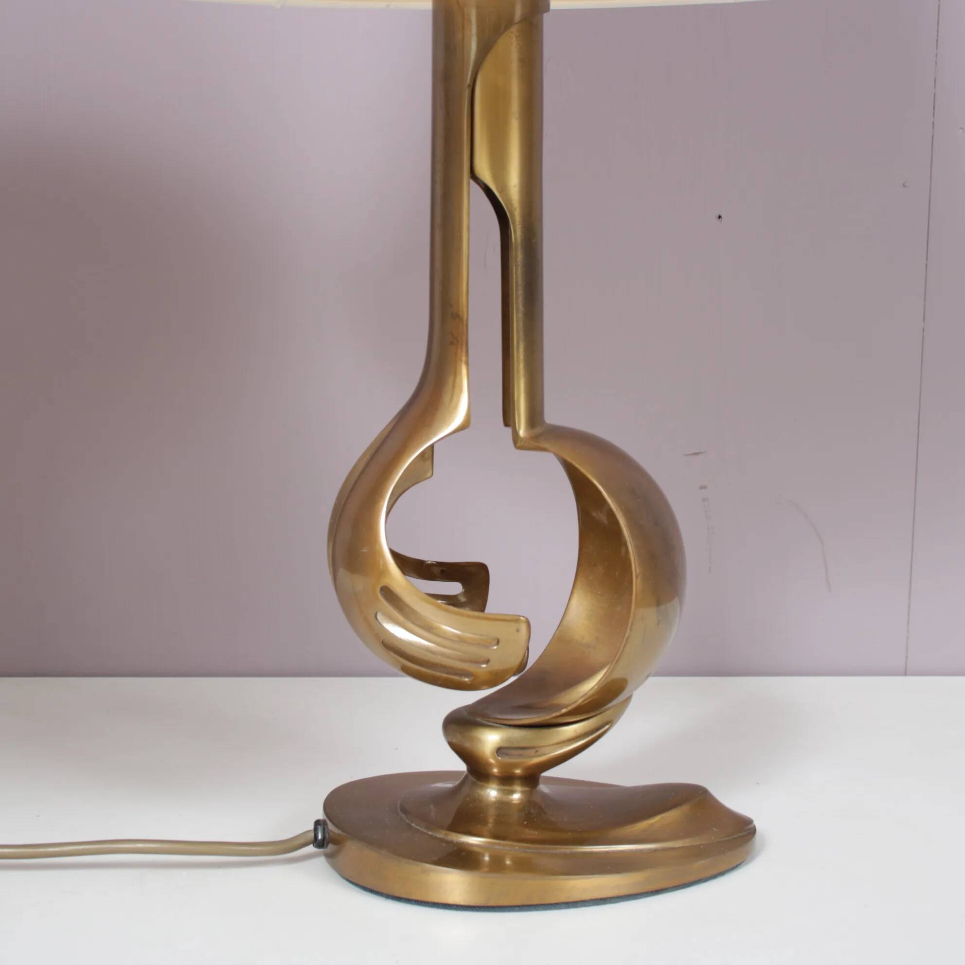 1970s pair of brass table lamps from France