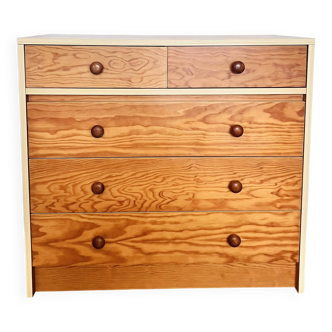 Wood veneer chest of drawers