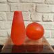 Pair of Murano vases by Seguso - Vintage Corroso glass in orange.