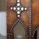 Antique Leather Studded Console Table in Gothic Pugin Style Restored