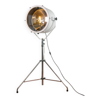 White Ship Search light - Norse light on a Vintage Aluminium Tripod - Restaurant Decor