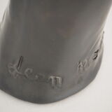 Hand-sculptured candlestick signed Jean Marais - Vallauris - Cocteau