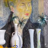 Duo of makora blown glass soliflores (krosno, poland) 1970s