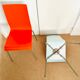 2 bicoloured wooden and steel chairs in orange and red from Habitat, around 1990.