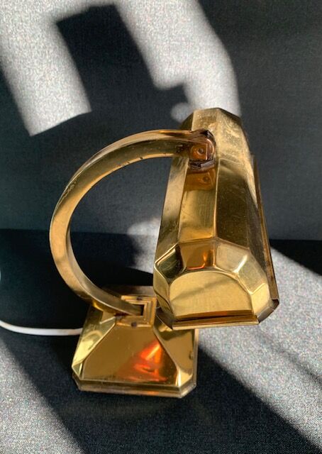 Small art deco side lamp in golden brass