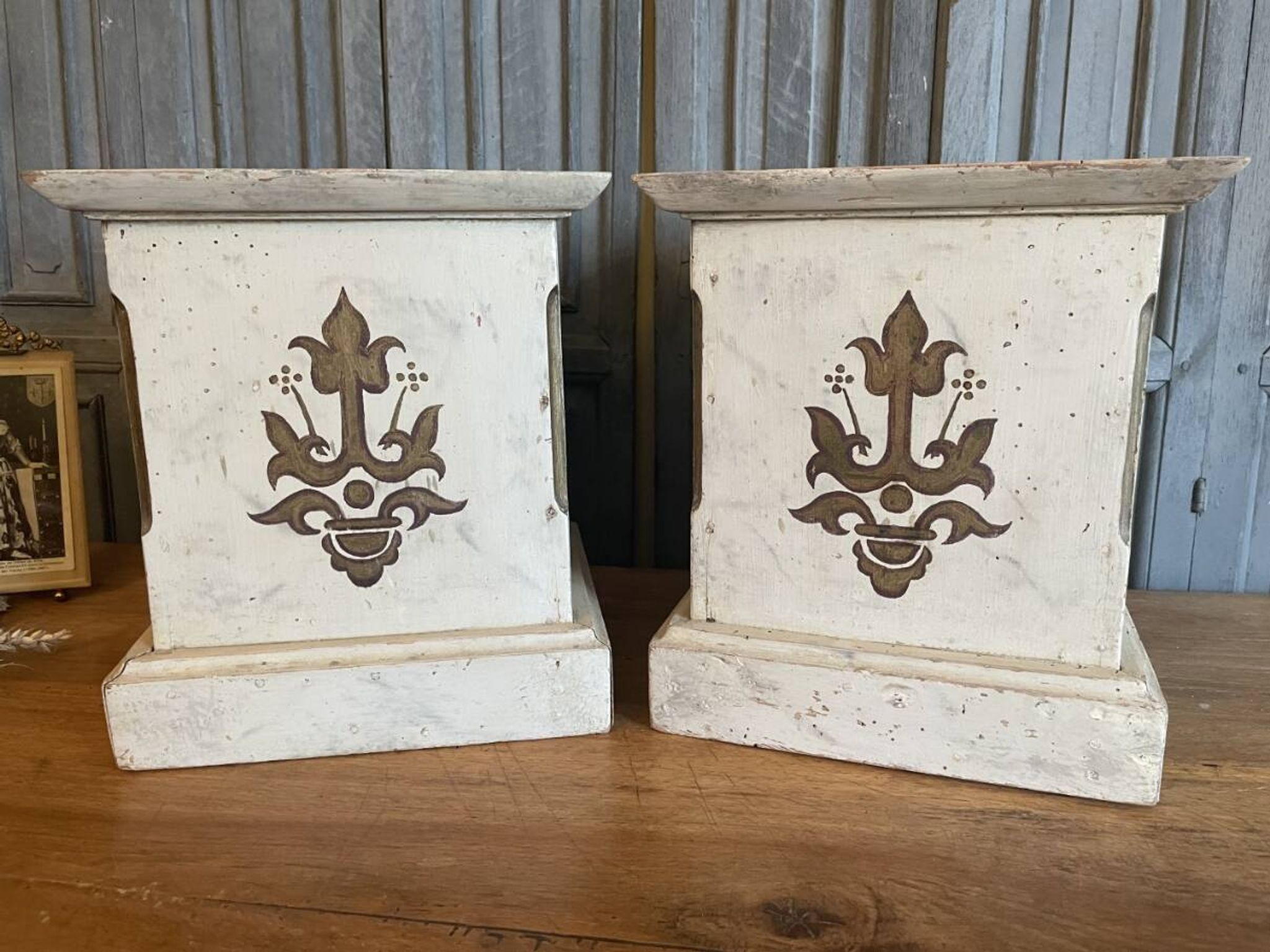 2 x French church consoles