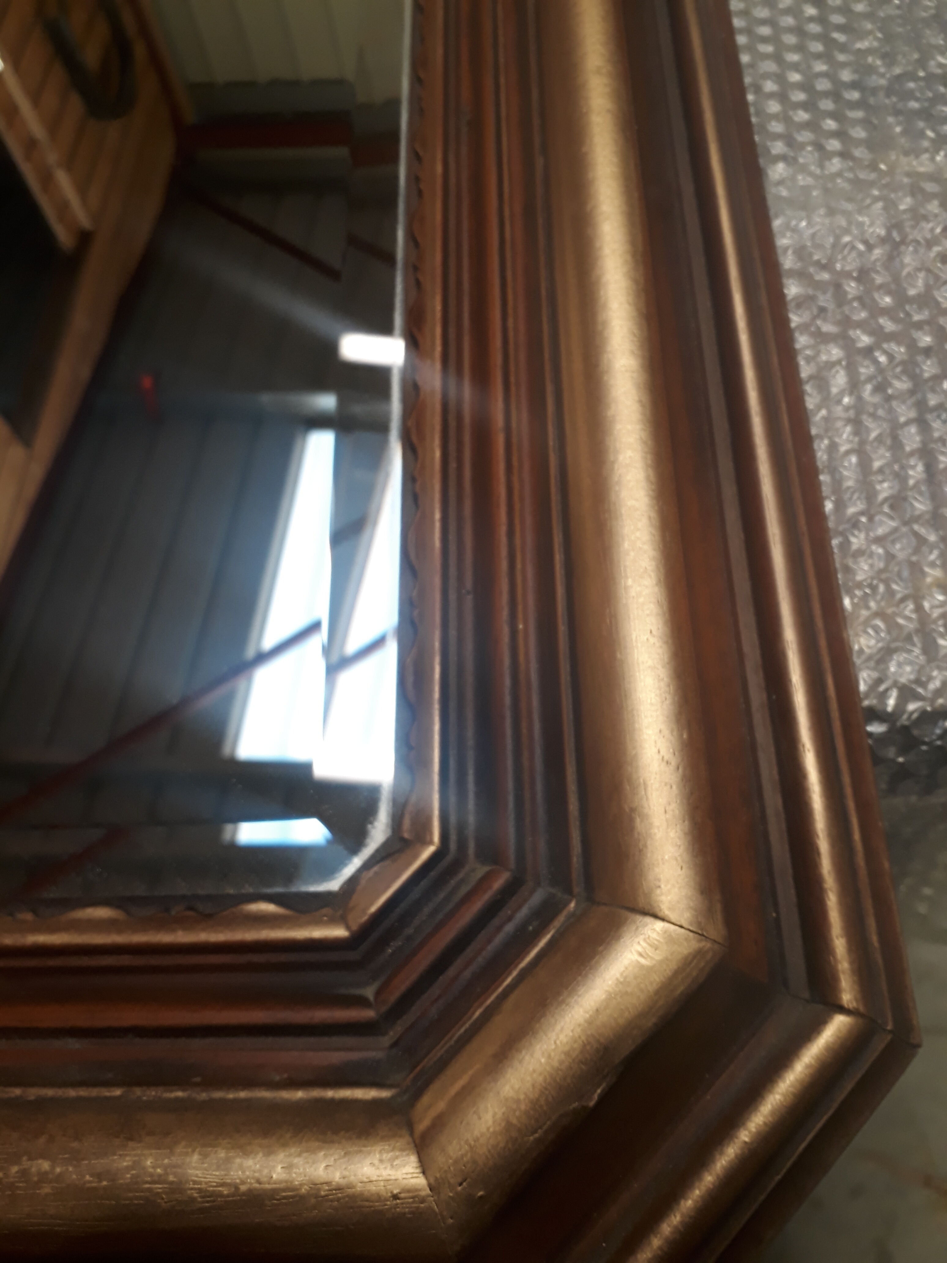 Mirror exotic wood patinated gold 1970