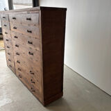 Large wooden workshop cabinet with 16 drawers, antique from the early 1900s.