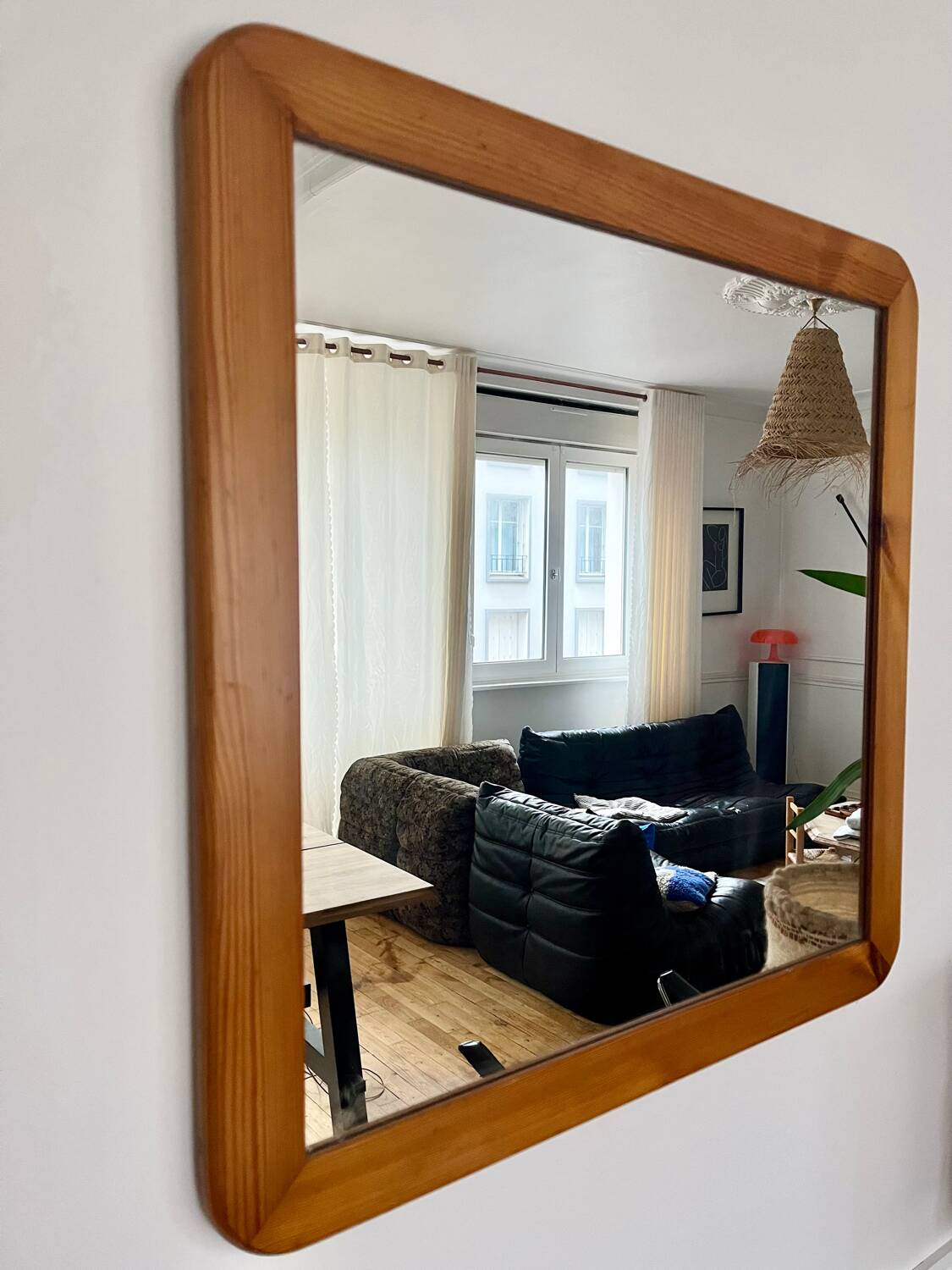 Vintage 70s pine mirror